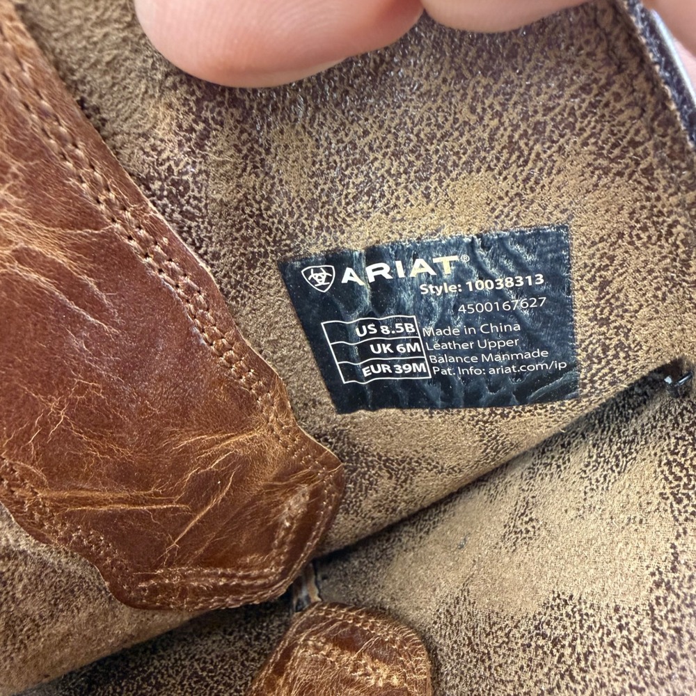 Ariat Womens Heritage D Toe Stretch Fit Dark Tan Leather Western Boots 10038313 - Picture 14 of 16
